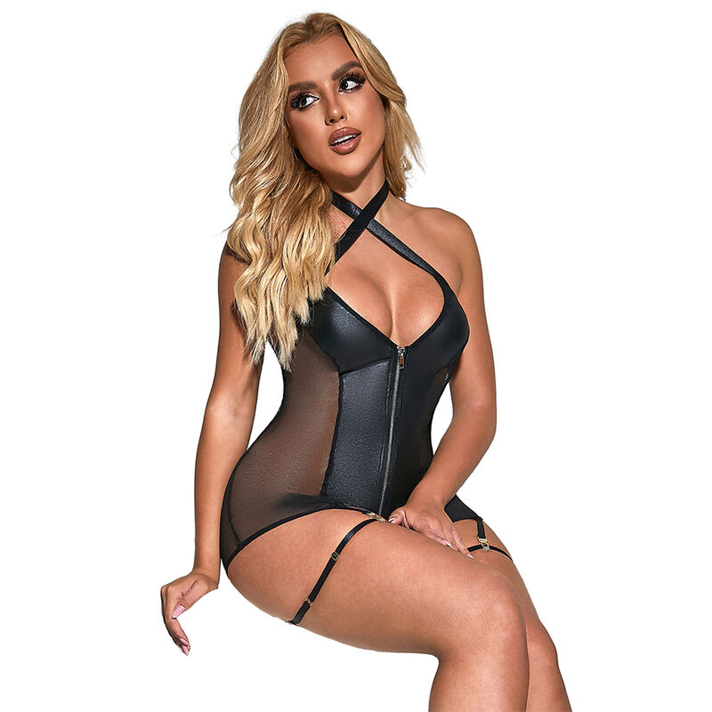 SUBBLIME - 954444 SEXY MESH DRESS LEATHER BLACK S/M - Bild 3
