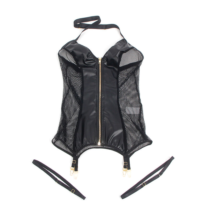 SUBBLIME - 954444 SEXY MESH DRESS LEATHER BLACK S/M - Bild 4