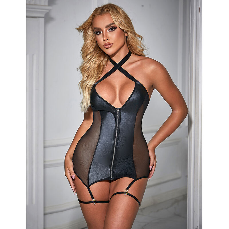 Alternative view of SUBBLIME - 954451 SEXY MESH DRESS LEATHER BLACK L/XL