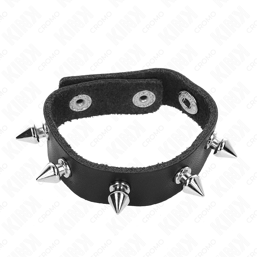 Alternative view of KINK - LEATHER PENIS RING WITH SPIKES 21.5 X 1.6 CM