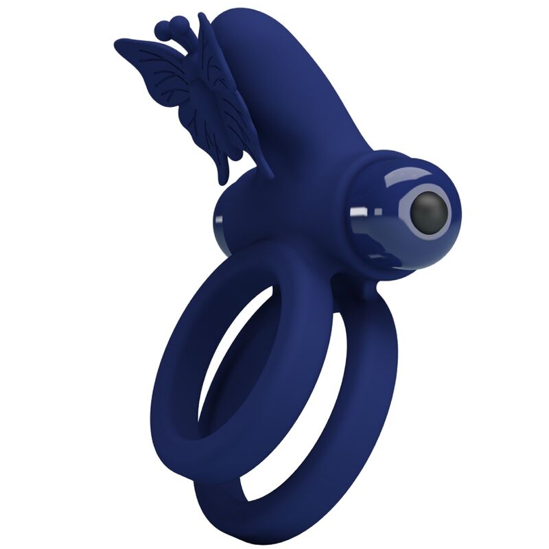 PRETTY LOVE - JAMELE DOUBLE RING WITH VIBRATION & BUTTERFLY STIMULATOR BLUE - Bild 3