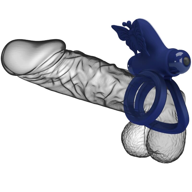 PRETTY LOVE - JAMELE DOUBLE RING WITH VIBRATION & BUTTERFLY STIMULATOR BLUE - Bild 10