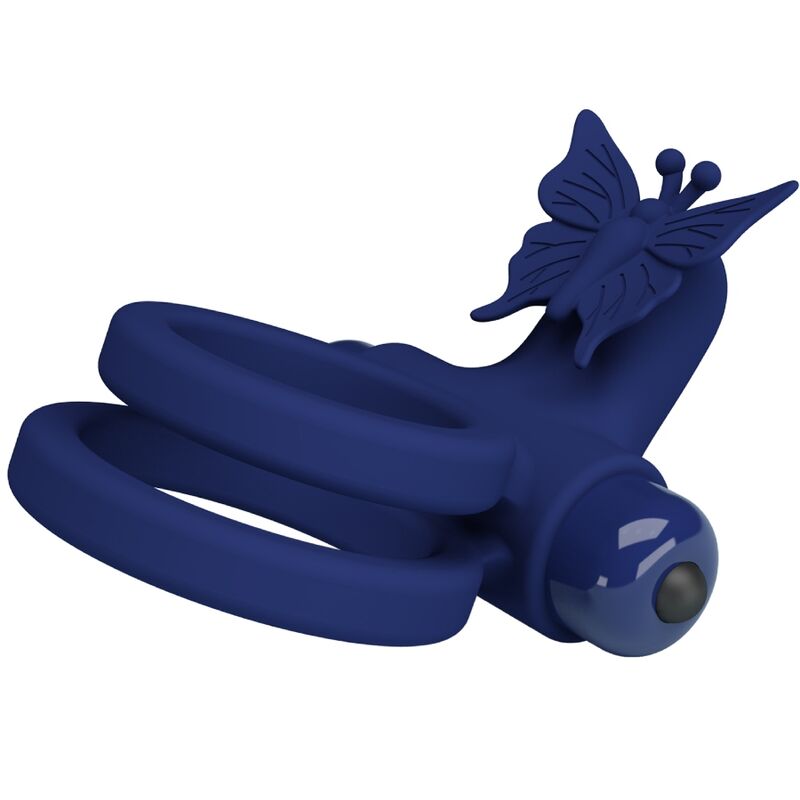 PRETTY LOVE - JAMELE DOUBLE RING WITH VIBRATION & BUTTERFLY STIMULATOR BLUE - Bild 9