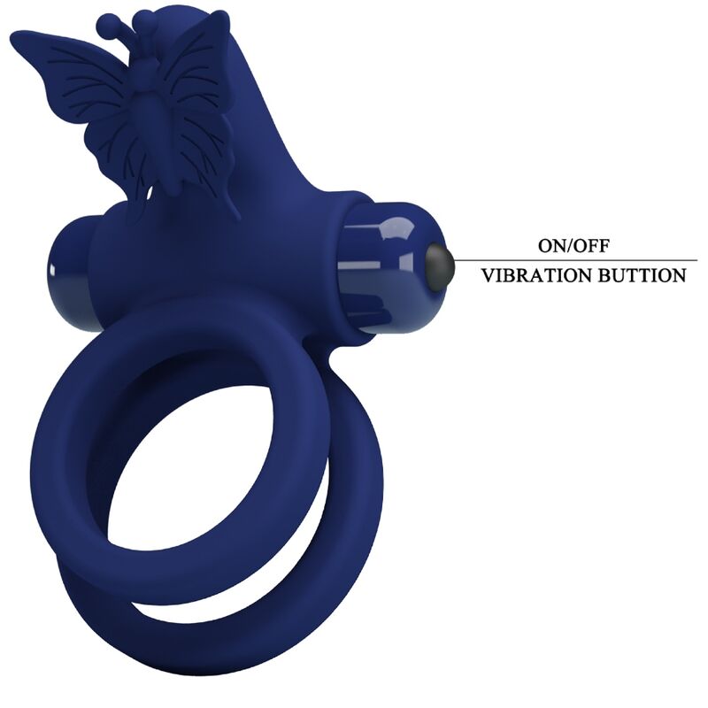 PRETTY LOVE - JAMELE DOUBLE RING WITH VIBRATION & BUTTERFLY STIMULATOR BLUE - Bild 8