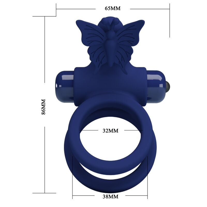 PRETTY LOVE - JAMELE DOUBLE RING WITH VIBRATION & BUTTERFLY STIMULATOR BLUE - Bild 7