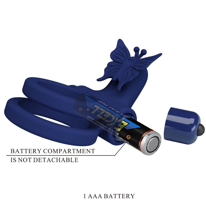 PRETTY LOVE - JAMELE DOUBLE RING WITH VIBRATION & BUTTERFLY STIMULATOR BLUE - Bild 6