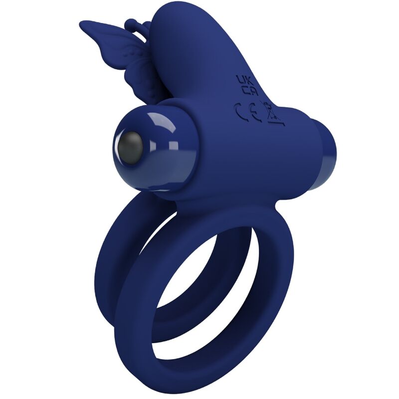 PRETTY LOVE - JAMELE DOUBLE RING WITH VIBRATION & BUTTERFLY STIMULATOR BLUE - Bild 4