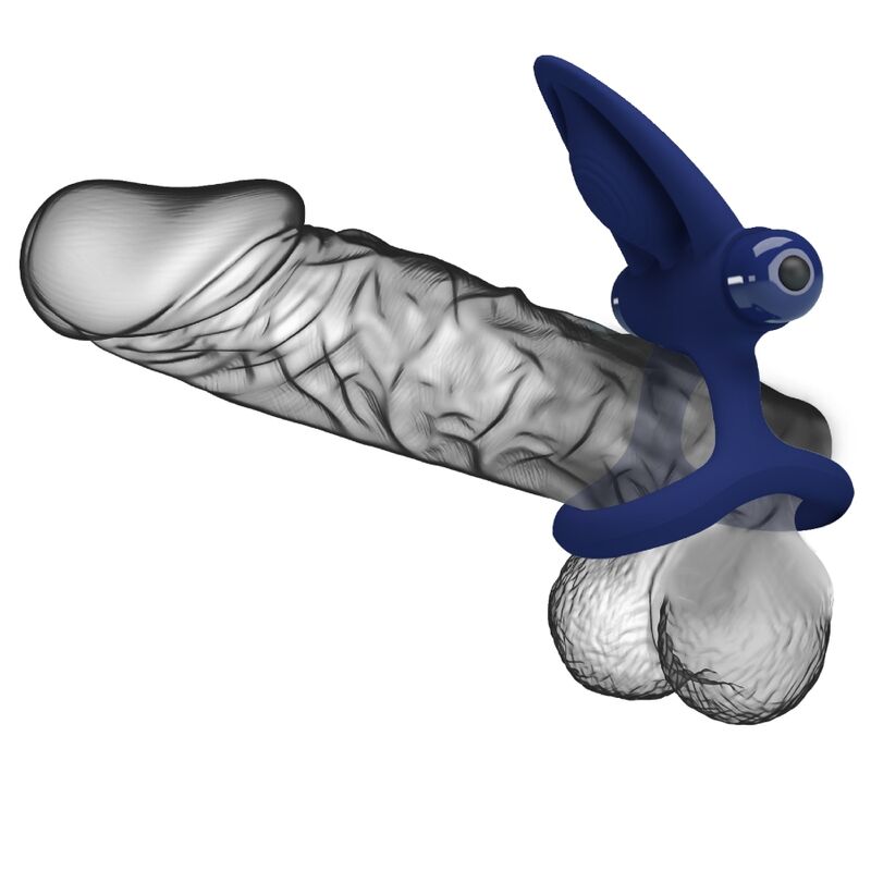 Alternative view of PRETTY LOVE - MAT DOUBLE RING WITH VIBRATION & STIMULATOR BLUE