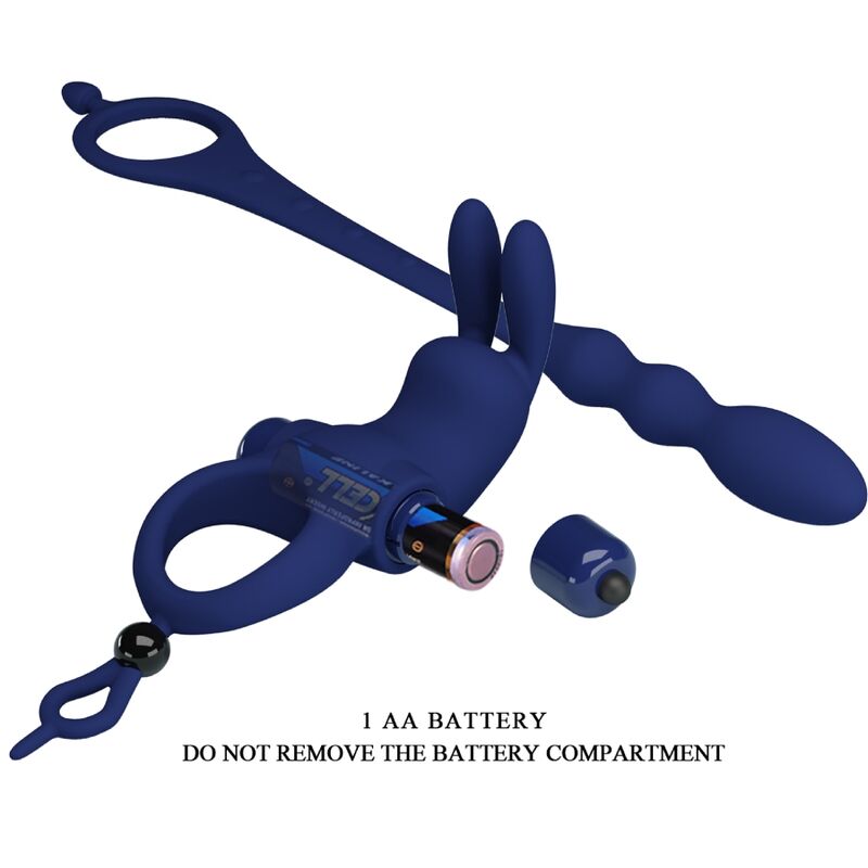 PRETTY LOVE - AYAD RABBIT VIBRATOR RING WITH PLUG BLUE - Bild 8