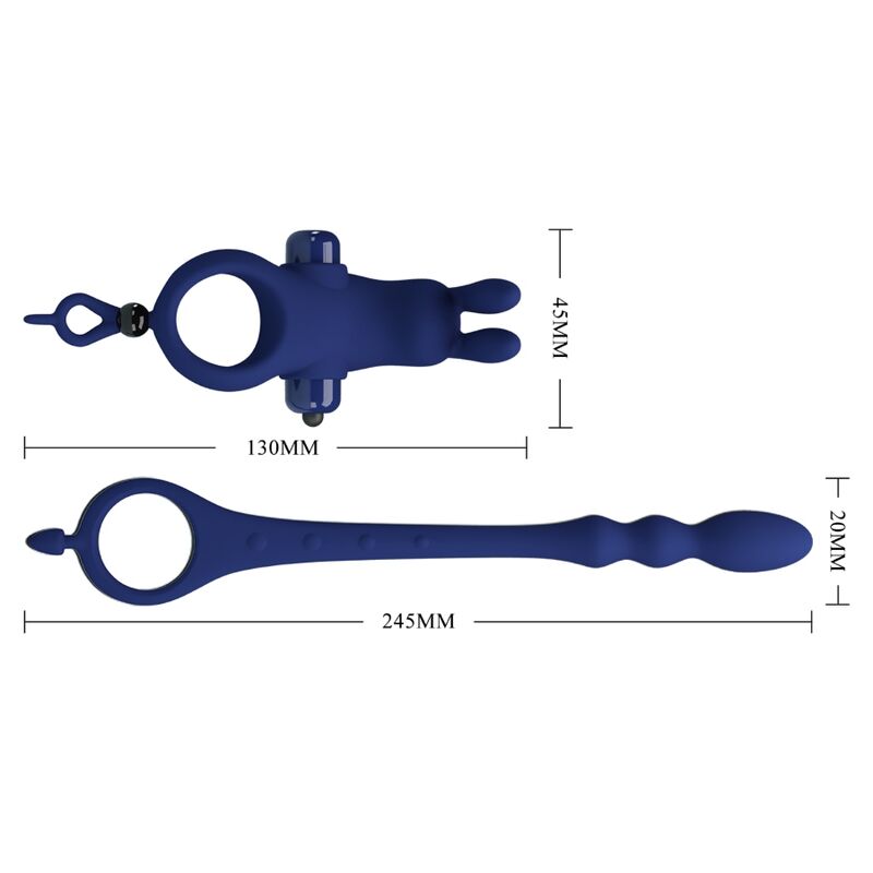 PRETTY LOVE - AYAD RABBIT VIBRATOR RING WITH PLUG BLUE - Bild 4