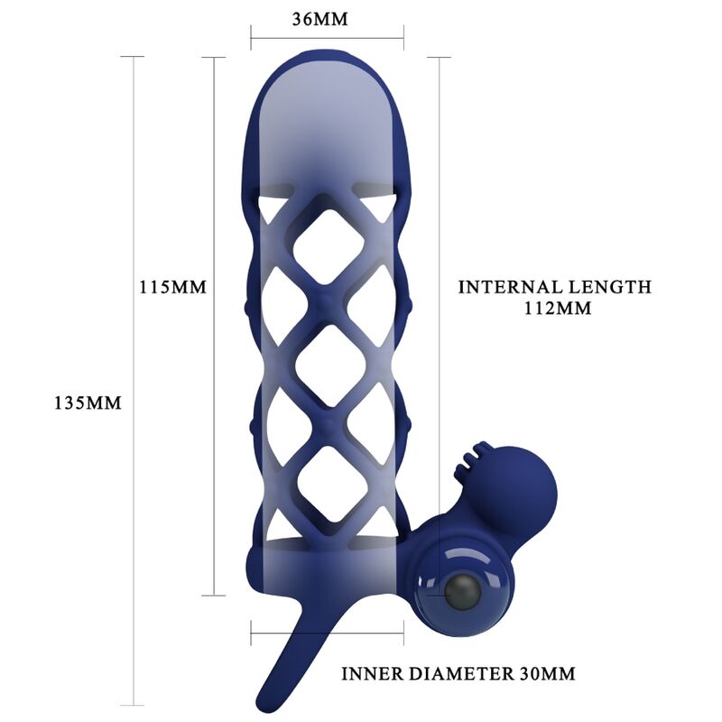 Alternative view of PRETTY LOVE - GIANN VIBRATOR RING WITH SILICONE SHEATH BLUE