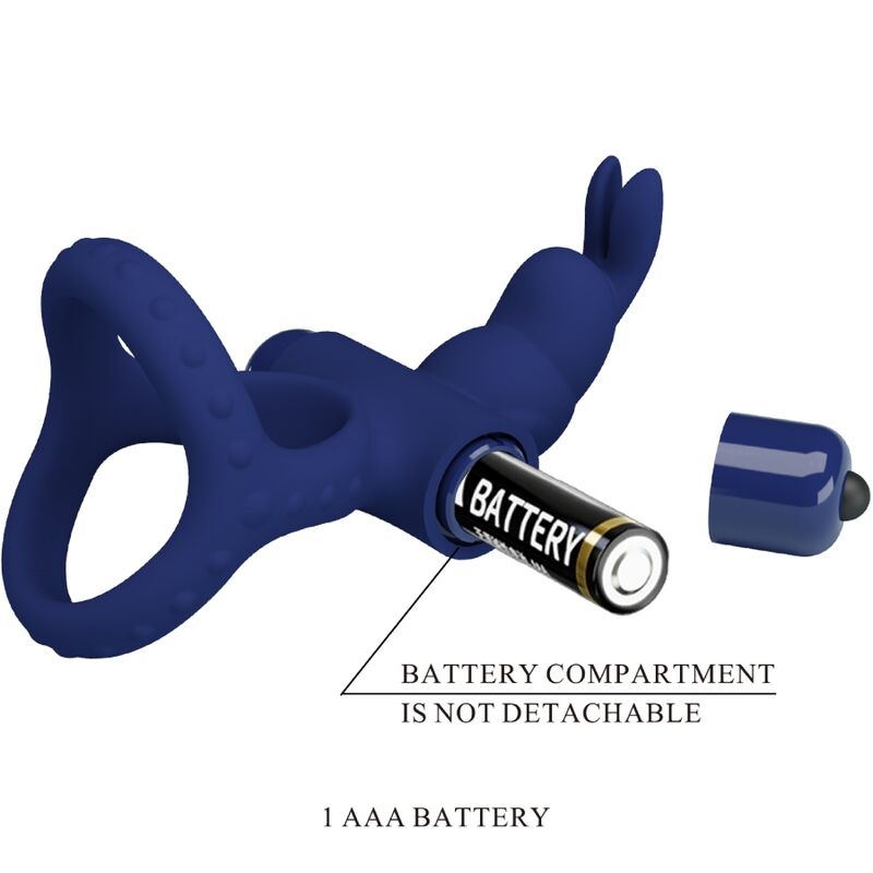 Alternative view of PRETTY LOVE - LUCHITO DOUBLE VIBRATING RING RABBIT BLUE
