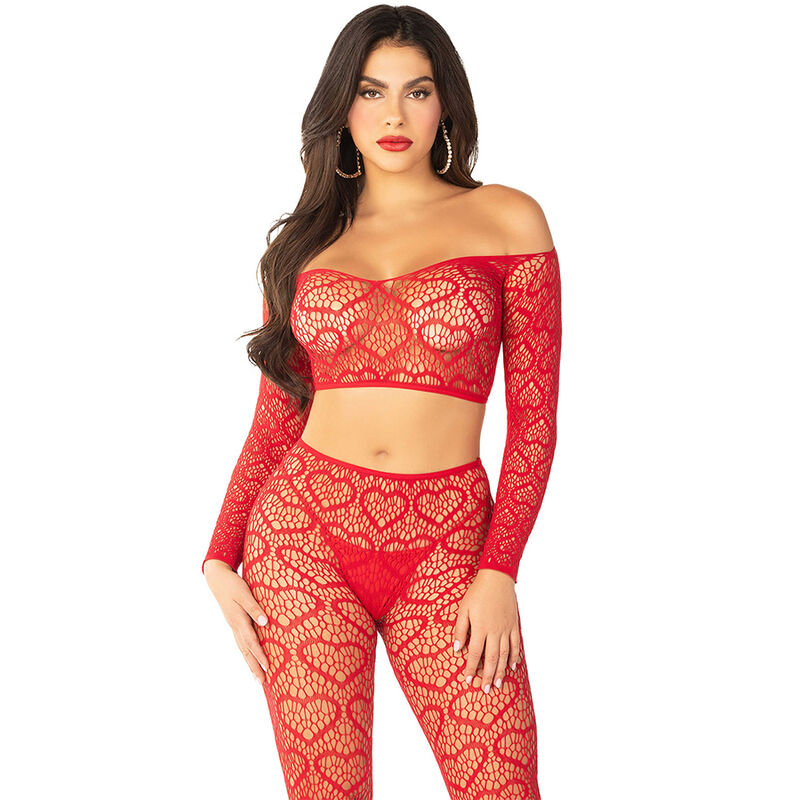 LEG AVENUE - CROP TOP + STOCKINGS RED ONE SIZE - Bild 3