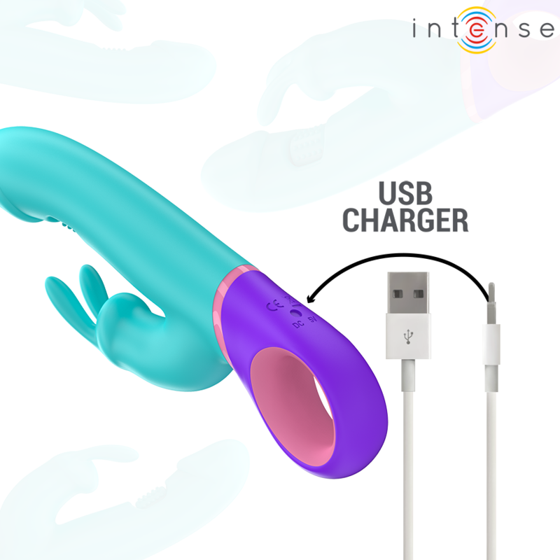 INTENSE - MONICA RABBIT VIBRATOR WITH ROTATING G-SPOT STIMULATOR BLUE - Bild 6