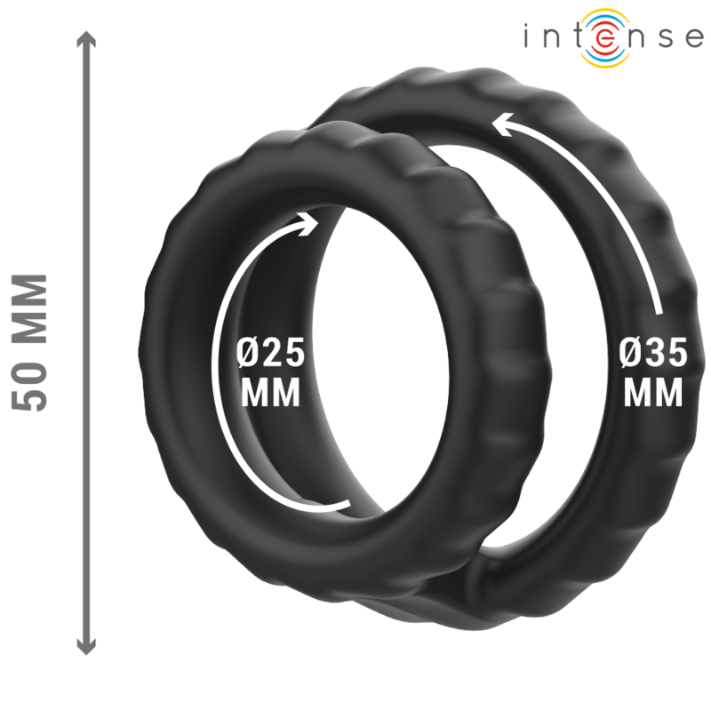 INTENSE - DEWEY DOUBLE SILICONE PENIS RING BLACK MODEL 2 - Bild 3