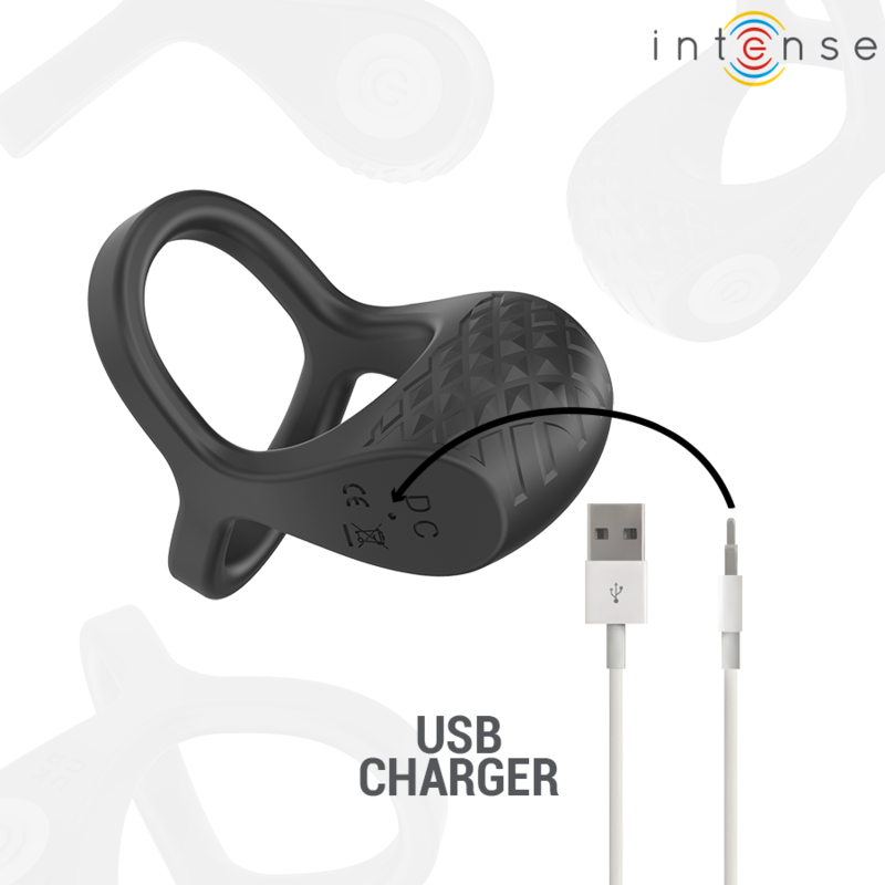 INTENSE - ALEX VIBRATOR DOUBLE PENIS RING 10 VIBRATIONS BLACK - Bild 4