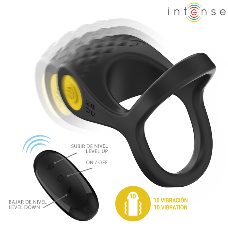 INTENSE - ALEX VIBRATOR DOUBLE PENIS RING 10 VIBRATIONS BLACK - Bild 5