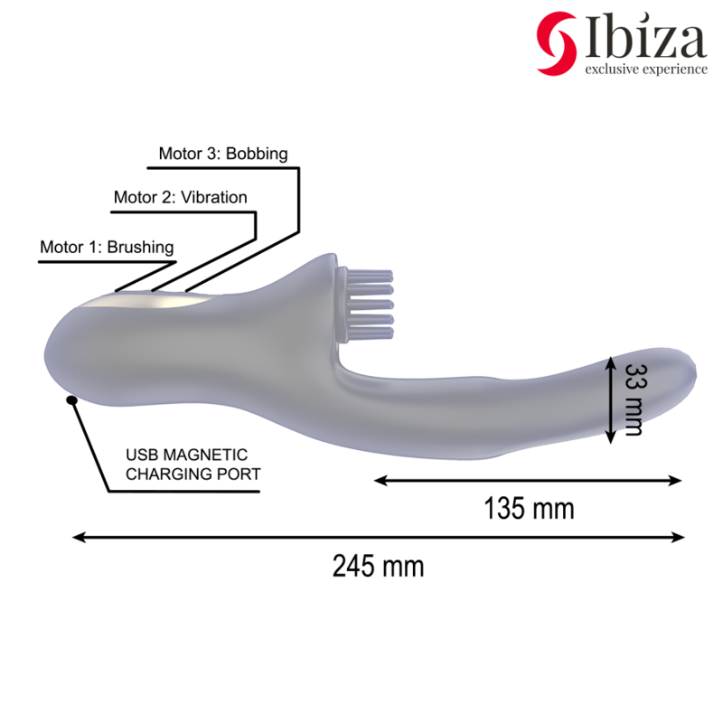 IBIZA - HI-TECH RABITT BRUSHING MULTI-CELL CLITORIAL AND DOUBLE WAVE VIBRATOR - Bild 3
