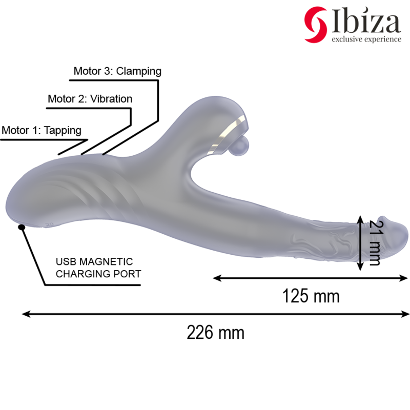 IBIZA - TWO DRAGONS DOUBLE VIBRATOR BLACK - Bild 3