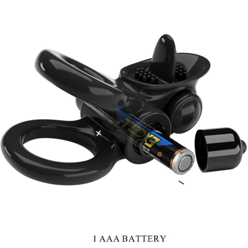 Alternative view of PRETTY LOVE - PASSIONATE RING DOUBLE VIBRATING RING + CLITORIS STIMULATOR BLACK