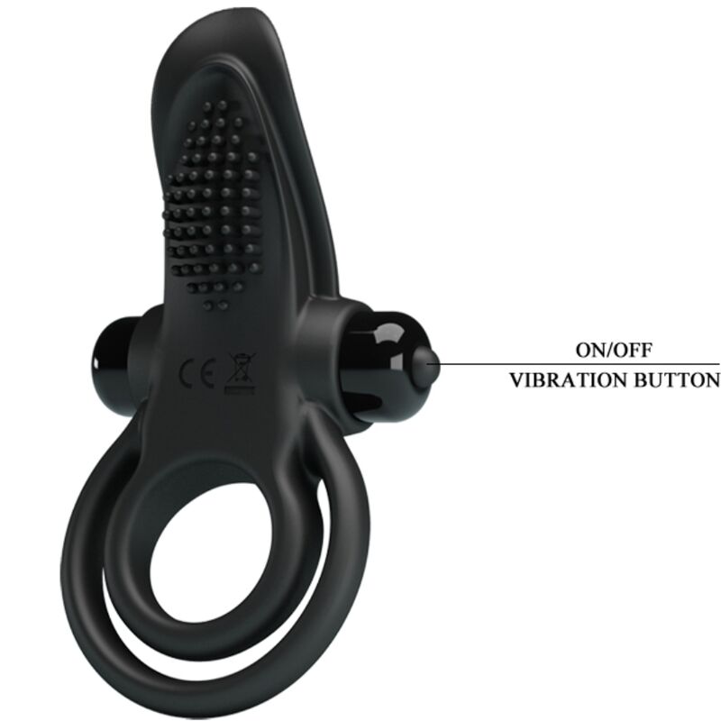 PRETTY LOVE - DOUBLE VIBRATING RING + CLITORIS STIMULATOR 10 VIBRATIONS BLACK - Bild 6
