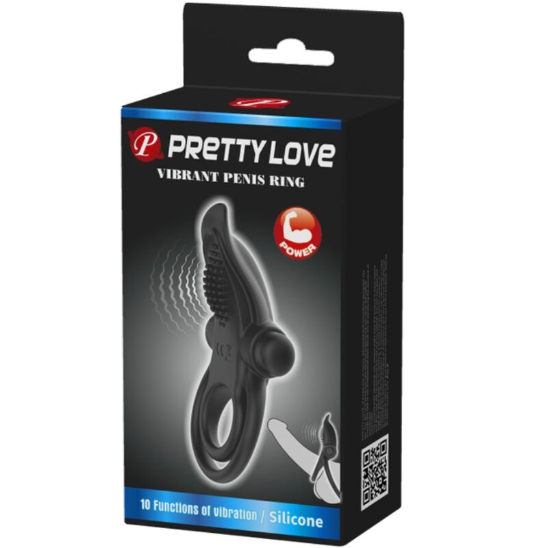 PRETTY LOVE - DOUBLE VIBRATING RING + CLITORIS STIMULATOR 10 VIBRATIONS BLACK - Bild 7