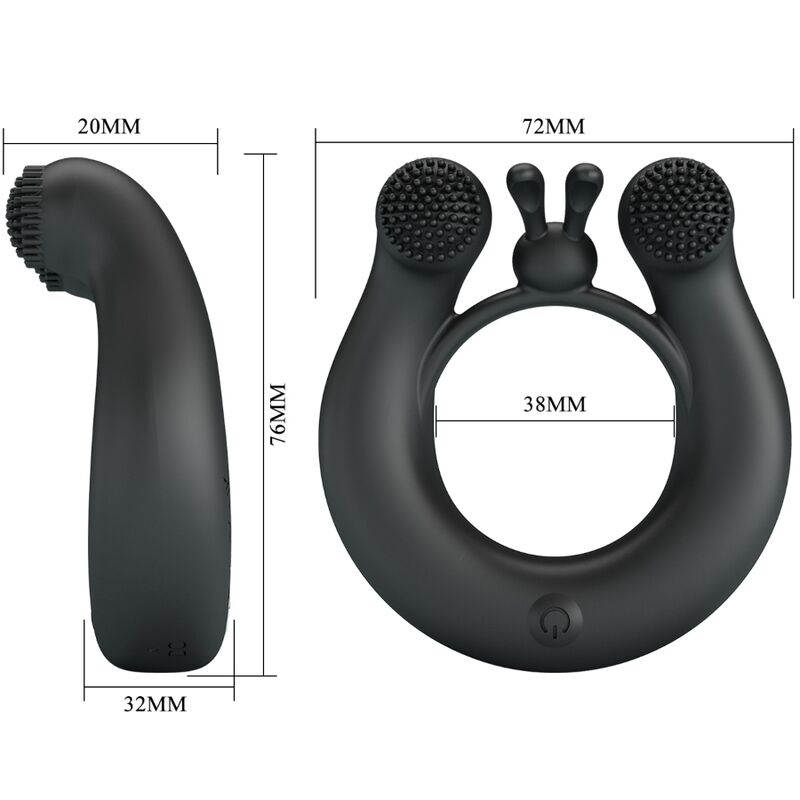 PRETTY LOVE - DAHLIA VIBRATING RING + CLITORIS STIMULATOR 12 VIBRATIONS BLACK - Bild 4