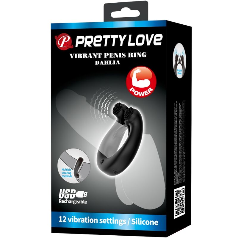 PRETTY LOVE - DAHLIA VIBRATING RING + CLITORIS STIMULATOR 12 VIBRATIONS BLACK - Bild 9