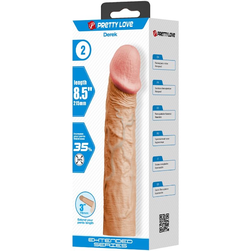 Alternative view of PRETTY LOVE - DEREK PENIS SLEEVE WITH 7.6 CM EXTENSION FLESH