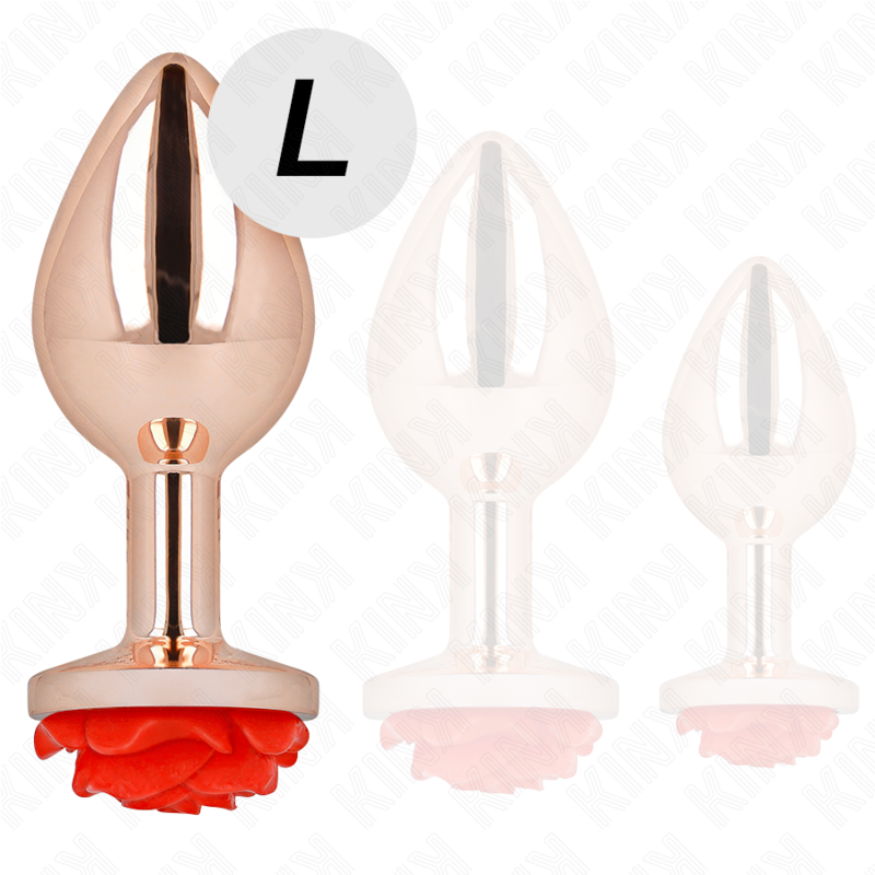 KINK - PINK GOLD ANAL PLUG WITH RED ROSE L - Bild 3