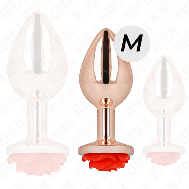 KINK - PINK GOLD ANAL PLUG WITH RED ROSE M - Bild 3