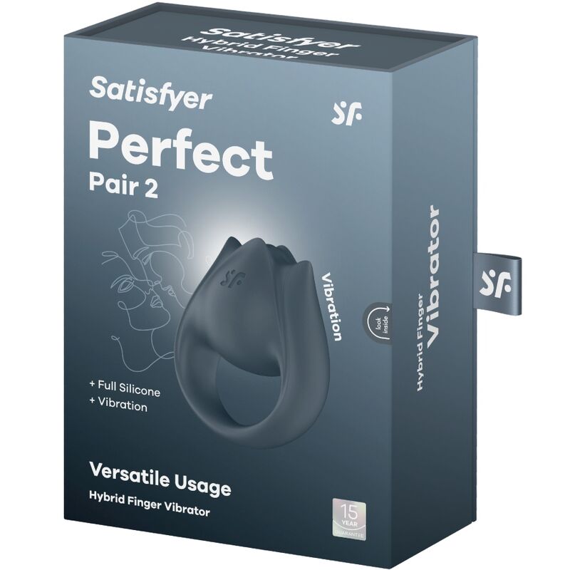 SATISFYER - PERFECT PAIR 2 MULTIVIBRATOR 2 IN 1 PENIS RING AND FINGER STIMULATOR GREY - Bild 9