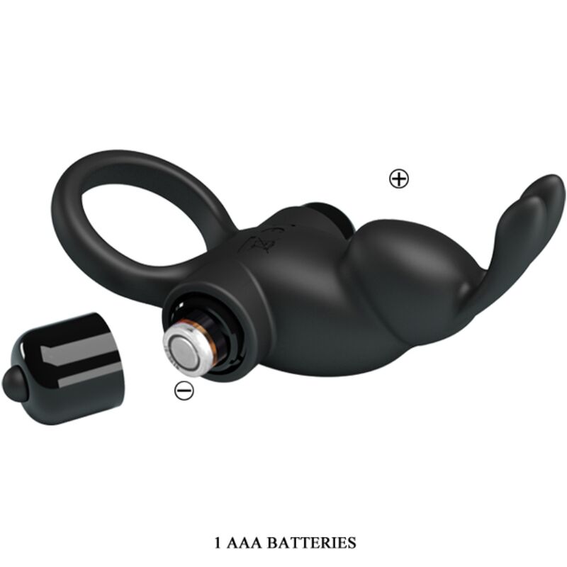 Alternative view of PRETTY LOVE - VIBRATING RING + RABBIT CLITORIS STIMULATOR 10 VIBRATIONS BLACK