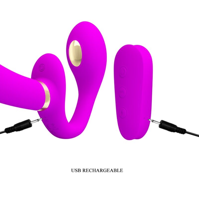 Alternative view of PRETTY LOVE - THUNDERBIRD DOUBLE STRAP-ON VIBRATOR REMOTE CONTROL PURPLE