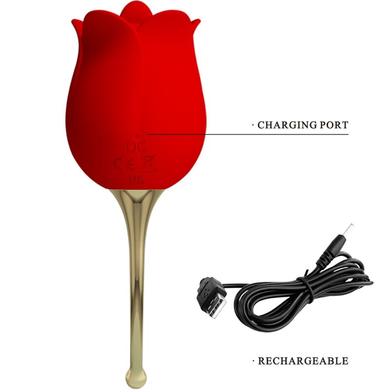 PRETTY LOVE - ROSE LOVER ROSE CLITORIS STIMULATOR 12 VIBRATIONS RED - Bild 3