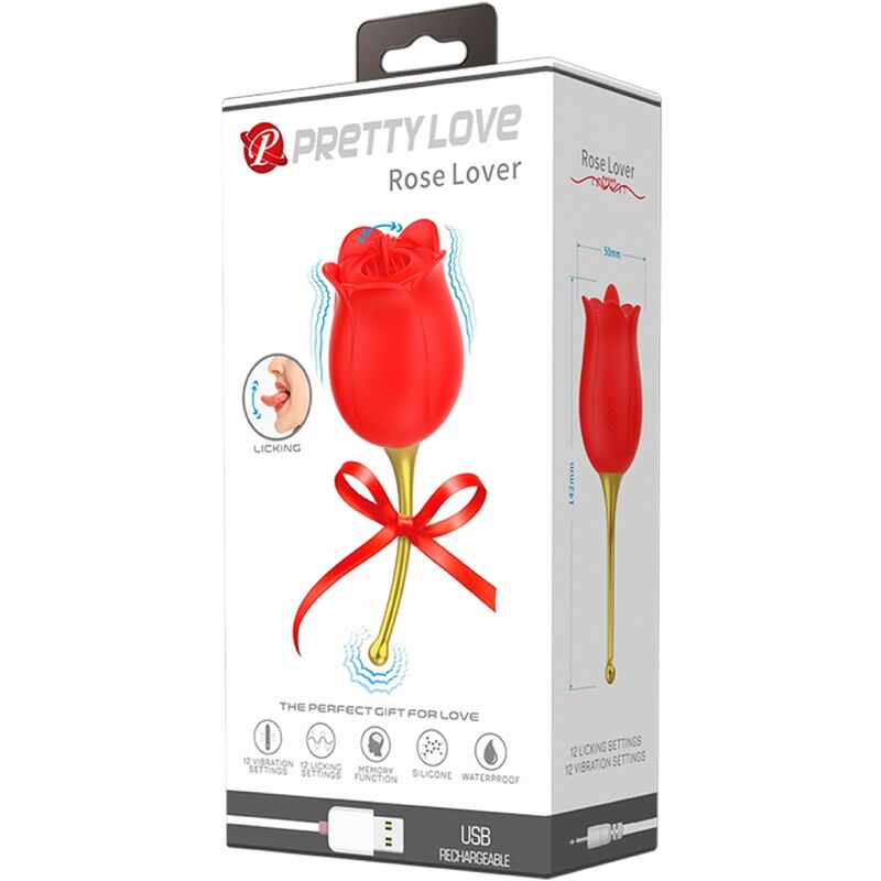 PRETTY LOVE - ROSE LOVER ROSE CLITORIS STIMULATOR 12 VIBRATIONS RED - Bild 4