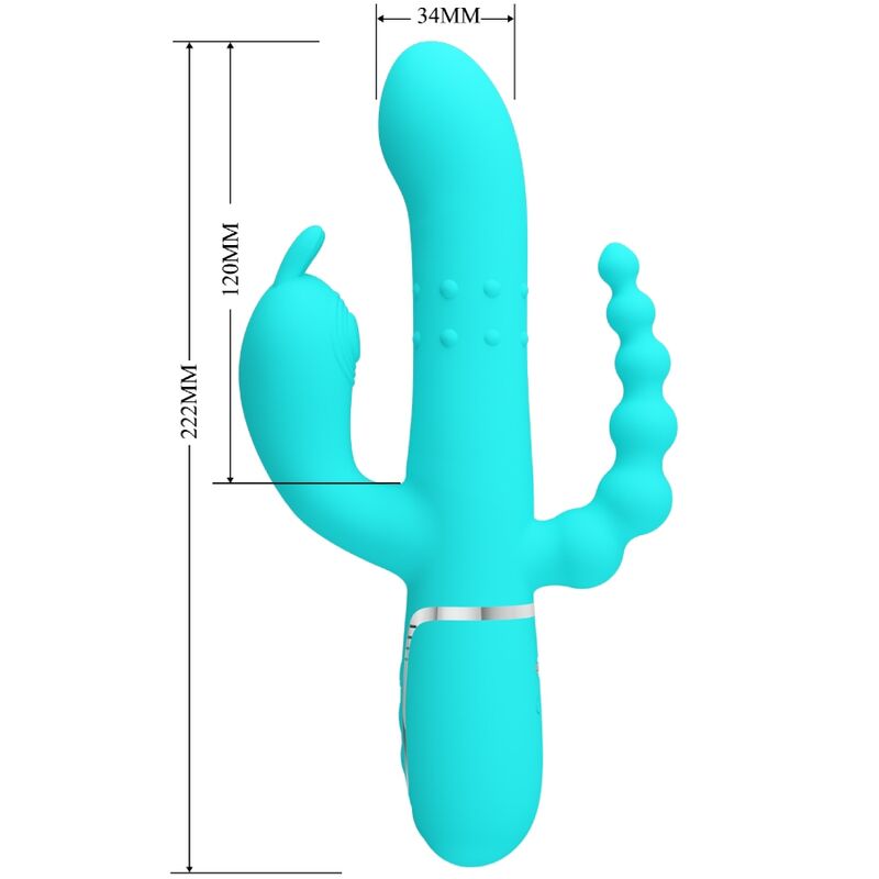 PRETTY LOVE - CAMMY 4 IN 1 MULTIFUNCTION TRIPPLE RABBIT VIBRATOR BLUE - Bild 3