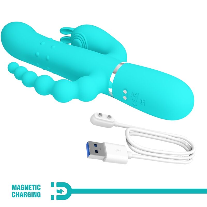 PRETTY LOVE - CAMMY 4 IN 1 MULTIFUNCTION TRIPPLE RABBIT VIBRATOR BLUE - Bild 6