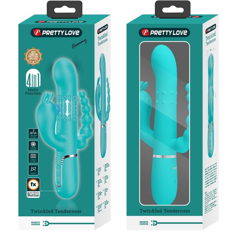 PRETTY LOVE - CAMMY 4 IN 1 MULTIFUNCTION TRIPPLE RABBIT VIBRATOR BLUE - Bild 7