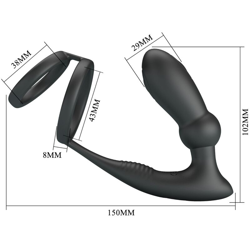 PRETTY LOVE - EMONI PENIS RING + ANAL PLUG 12 VIBRATIONS BLACK - Bild 7