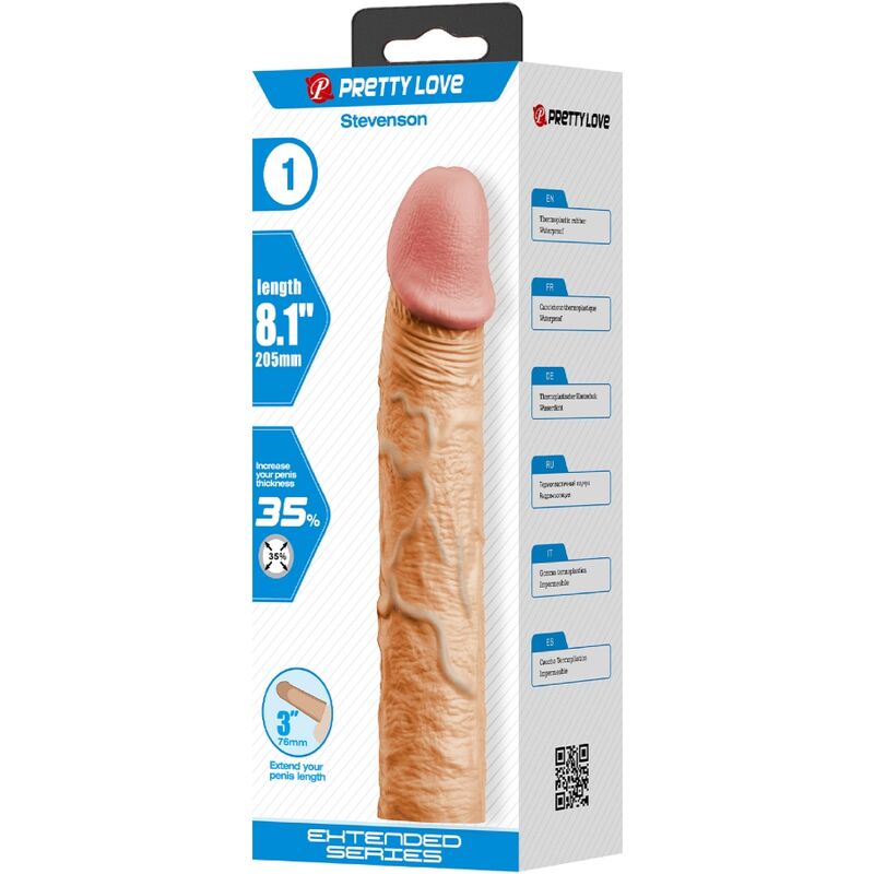 PRETTY LOVE - STEVENSON PENIS SLEEVE WITH 7.6 CM EXTENSION FLESH - Bild 5