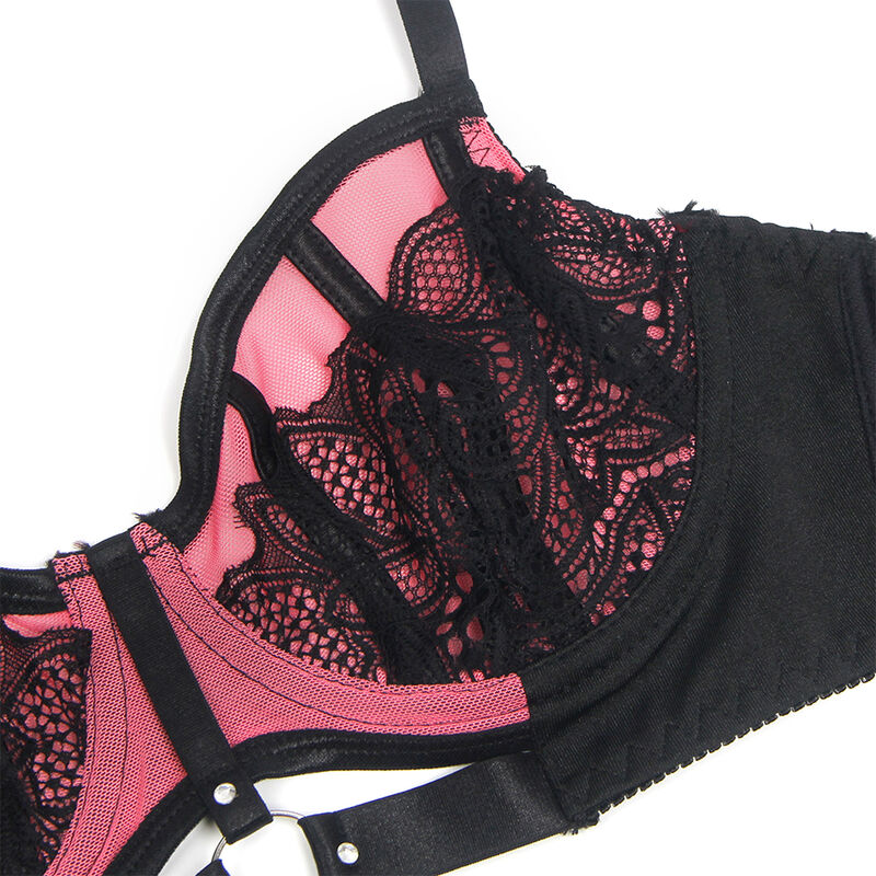 Alternative view of SUBBLIME - 955571 PINK PATENT LEATHER MESH ZIPPER BRA SET S/M