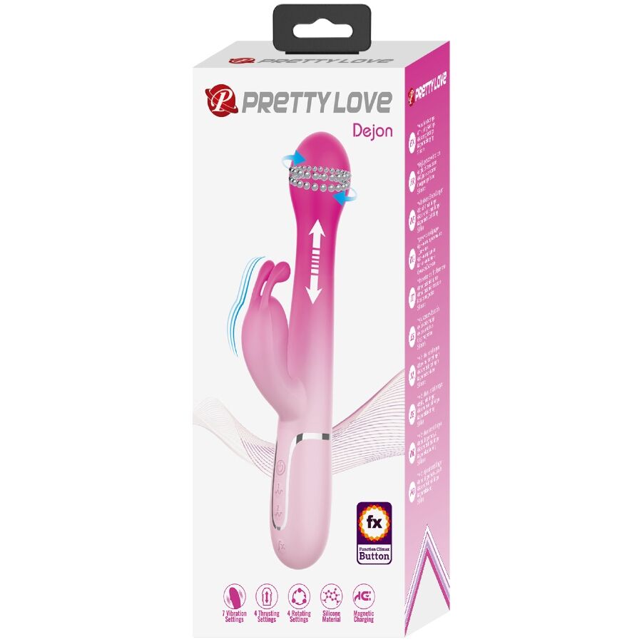 PRETTY LOVE - DEJON 3 IN 1 MULTIFUNCTION RABBIT VIBRATOR PINK - Bild 3
