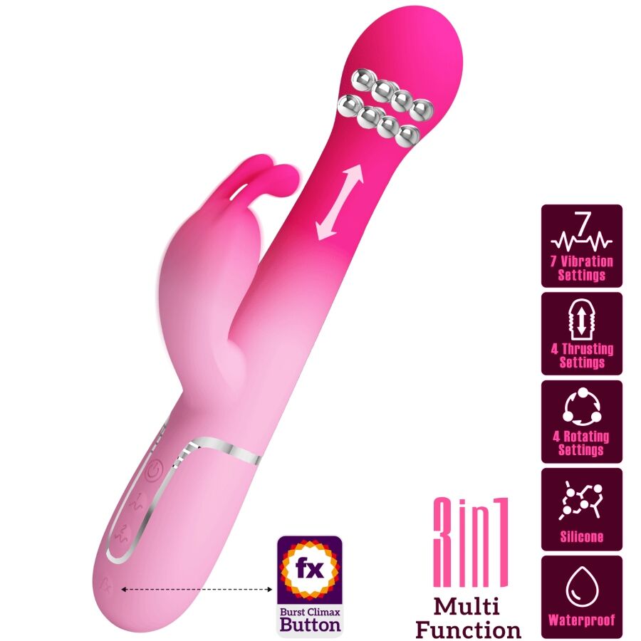 Alternative view of PRETTY LOVE - DEJON 3 IN 1 MULTIFUNCTION RABBIT VIBRATOR PINK