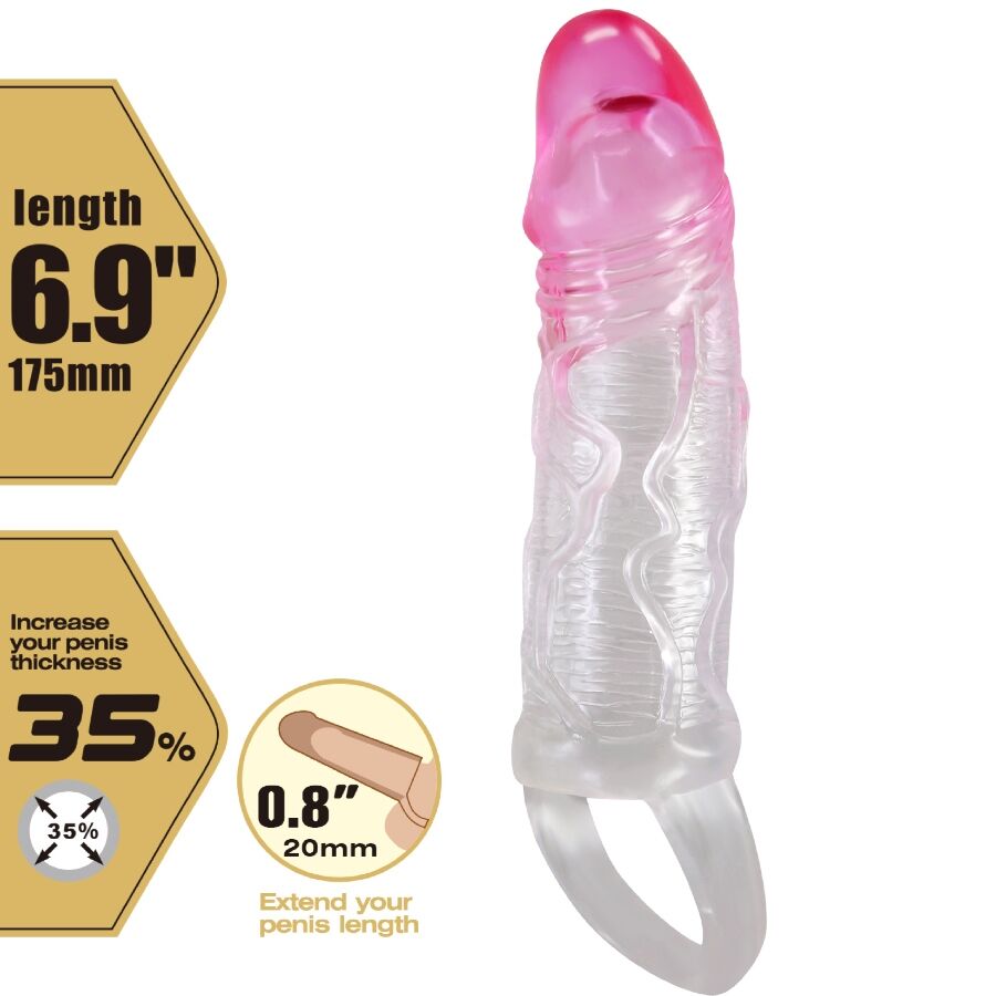 PRETTY LOVE - ODES REALISTIC 2 CM ENLARGEMENT SHEATH FOR PENIS PINK - Bild 4