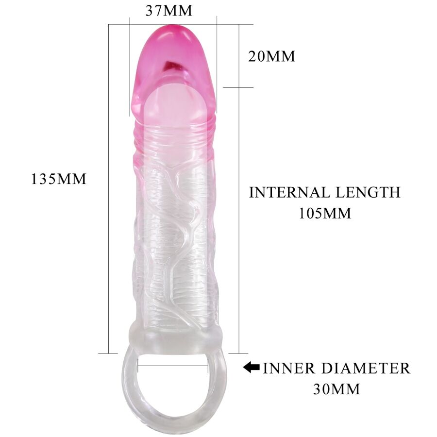 PRETTY LOVE - ODES REALISTIC 2 CM ENLARGEMENT SHEATH FOR PENIS PINK - Bild 6