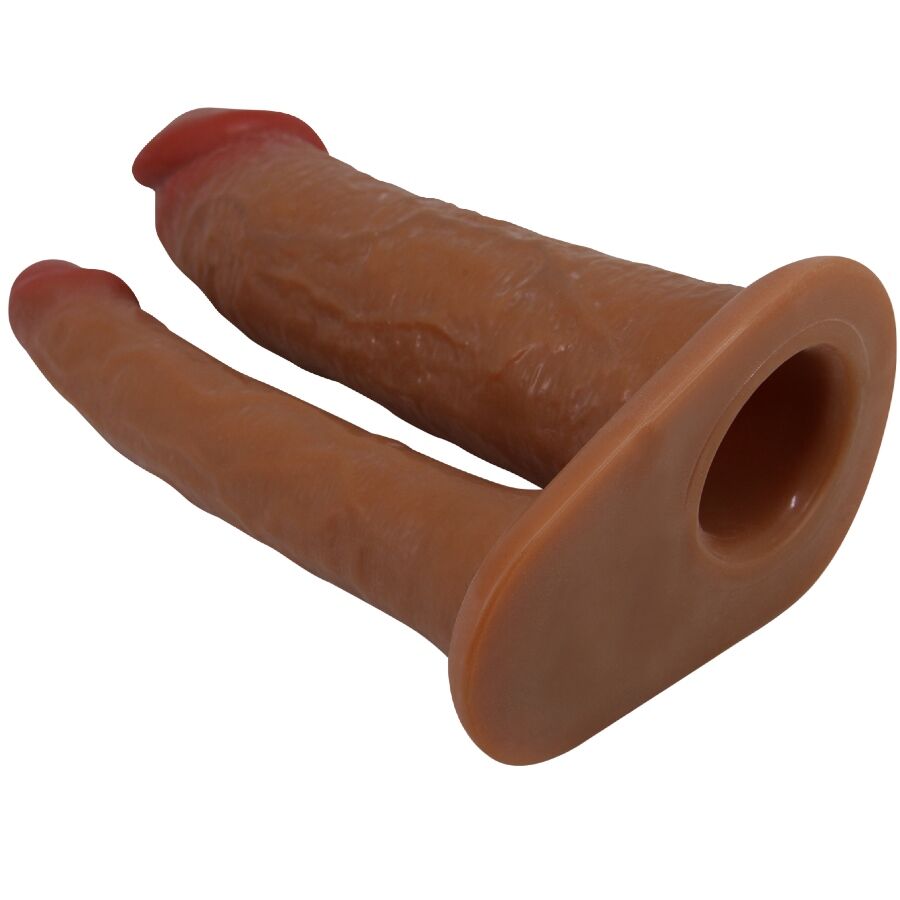 Alternative view of PRETTY LOVE - YAIRON DOUBLE PENIS SLEEVE WITH 4 CM EXTENSION MULATTO