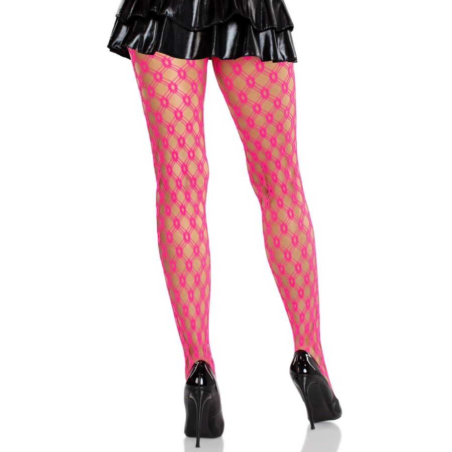 Alternative view of LEG AVENUE - LACE TIGHTS WITH EYELETS NEON PINK