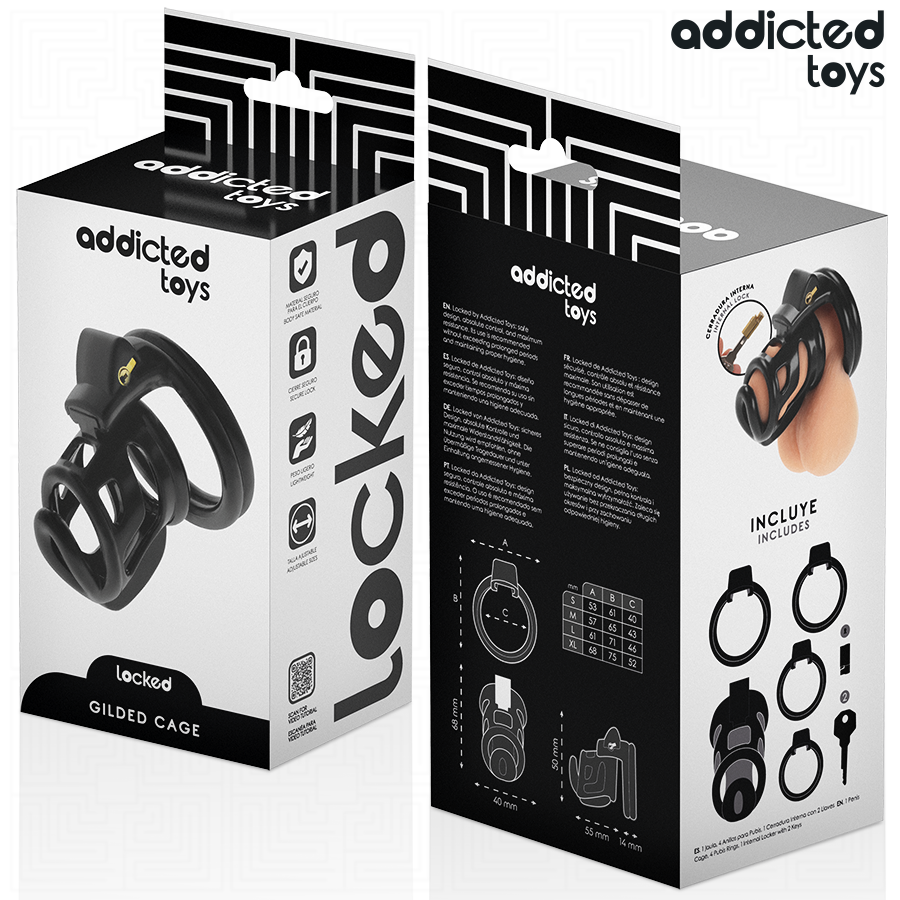 ADDICTED TOYS LOCKED - GILDEN CAGE SILICONE PENIS CAGE 8.5 CM - Bild 6