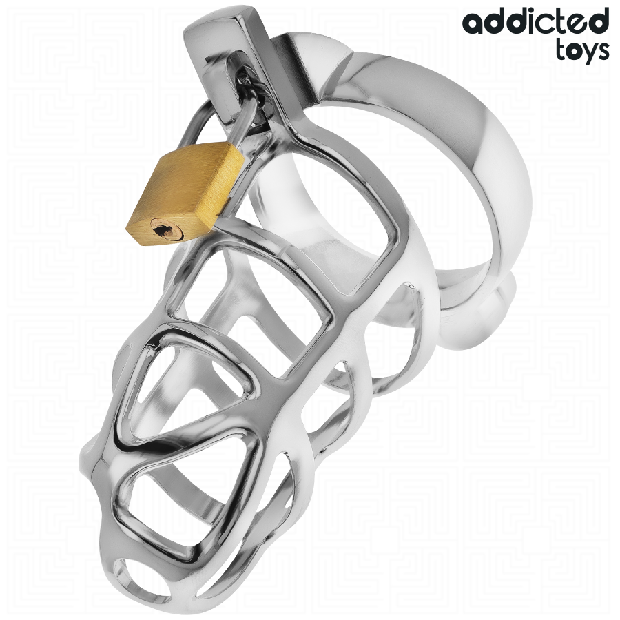 ADDICTED TOYS LOCKED - SILVER LOCK PENIS CAGE METAL SIZE M - Bild 4